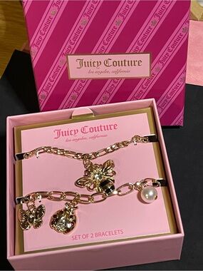 NIB/NWT Juicy Couture 2PC Bracelet Charm Set/ Approx Wrist Sz 7.5 Ladybug / Bee